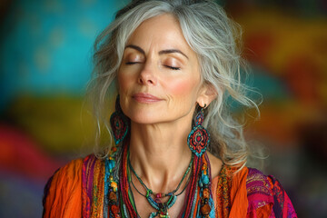 Photo of a woman practicing meditation