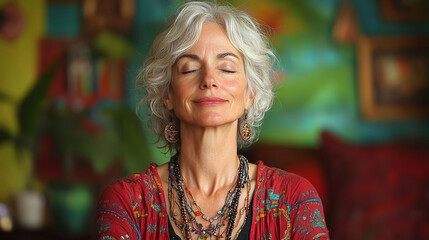 Naklejka premium Photo of a woman practicing meditation