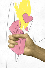Composite trend artwork sketch image photo collage of valentine day february holiday heart shape...