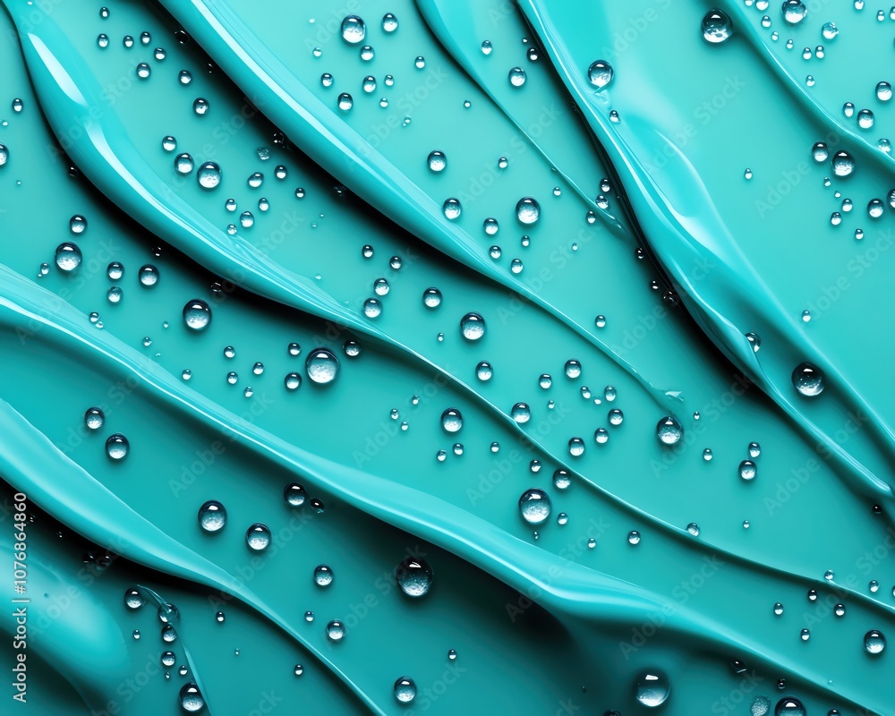 Poster abstract turquoise texture with water droplets creating a smooth, artistic surface.