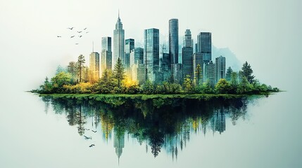 Obraz premium A creative concept illustrating renewable energy and sustainable development through the lens of an eco-friendly city