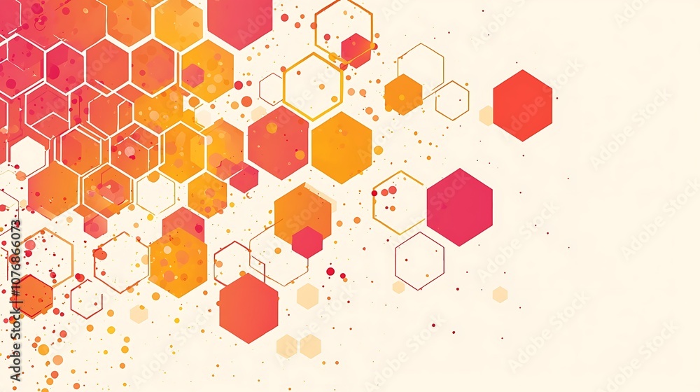 Aufkleber vibrant abstract background with colorful hexagonal shapes and blurred dots for creative designs and