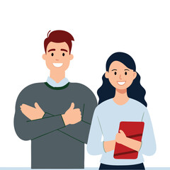 Fototapeta premium man and woman approving loan.eps