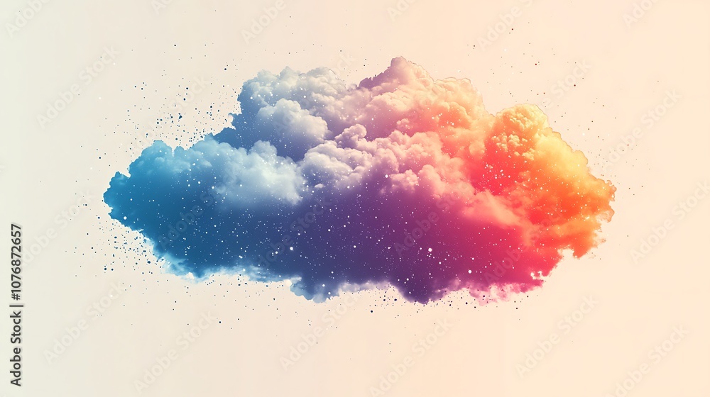 Aufkleber dreamy colorful cloud with sparkles against a subtle light background for various creative and artis