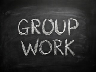 Obraz premium White Stop-Motion Animation of Group Work Lettering on Black Background for Educational Purposes in School Learning Process with Copy Space for Text and Ideas