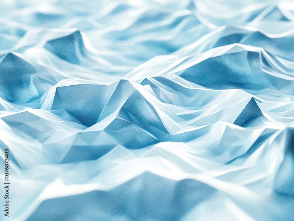 Poster abstract wave shape on low polygonal background for cyberspace design.