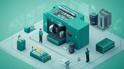 Obraz premium Remote diagnostic systems for industrial machines to ensure constant uptime and reduce manual maintenance efforts