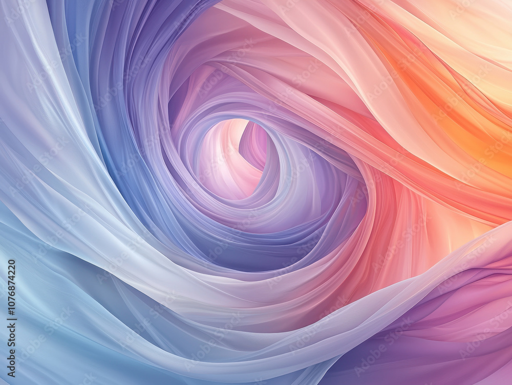 Poster swirling vortex of vibrant colors and ethereal patterns creates mesmerizing visual experience. soft,