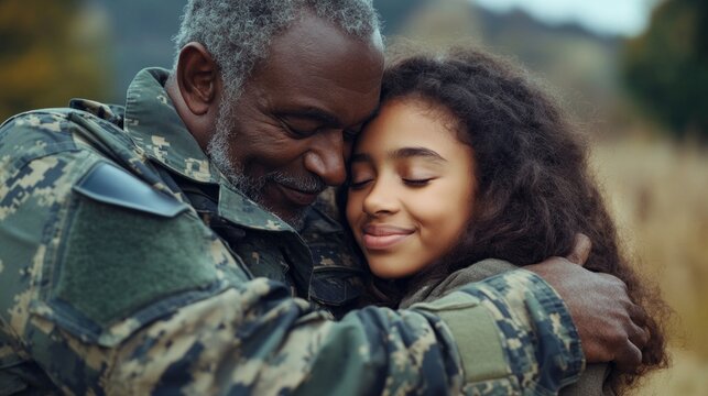 A man and a girl are hugging each other - Powered by Adobe