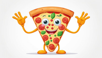 Happy Pizza Slice Cartoon Character Illustration