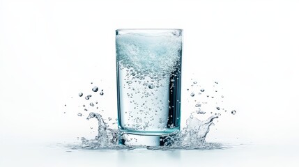Dynamic splash, refreshing water pouring into glass with crystalclear clarity and cool, clean energy