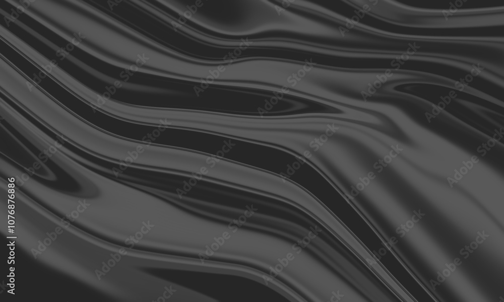 Poster abstract fluid background with flowing, wavy patterns in shades of black and grey. backdrop banner p