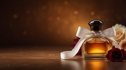 bottle of perfume on a yellow background