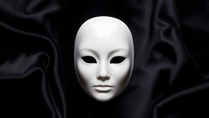 Minimalist white mask on a black background