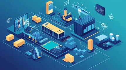 Obraz premium Using IoT and real-time data to streamline logistics and materials handling in automated manufacturing environments