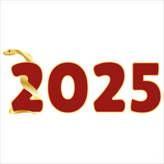 Chinese 2025 New Year Numeric. Zodiac Asia Silhouette Snake