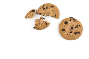 Delicious chocolate chip cookies isolated on white