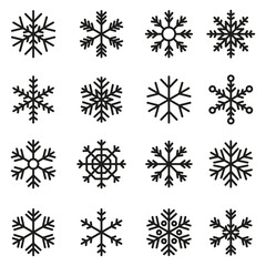 Snowflake variations icon collection. Winter symbol. Christmas sign.