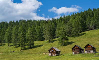 Hütten auf der Egger Alm, Sehenswürdigkeit, Kärnten, Österreich