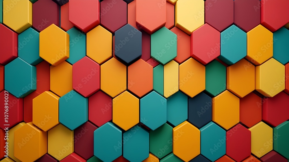 Aufkleber vibrant mosaic tiles with repeating 3d geometric pattern abstract