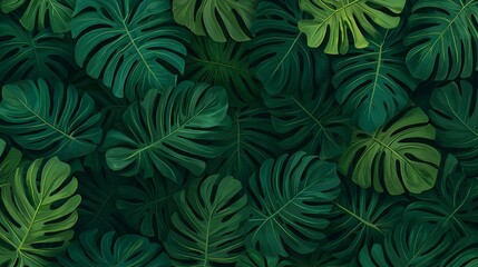 Tropical Hand Drawn Leaf Pattern 3D for Seamless Background Design