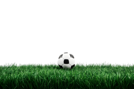 A football on a field isolated on a transparent background