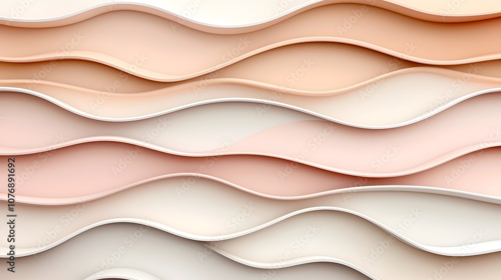 Poster elegant gradient waves in soft hues seamless pattern 3d