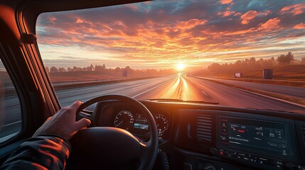 Driving into the Sunset on a Straight Highway