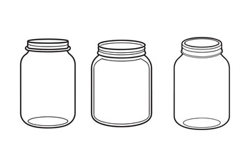 Mason Jar line art bundle vector illustration, Mason Jar  Silhouette, Mason Jar  PNG