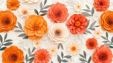 Stunning Marigold Floral Pattern in Warm 3D Design