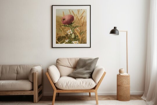 Cozy living room, aesthetic home interior
