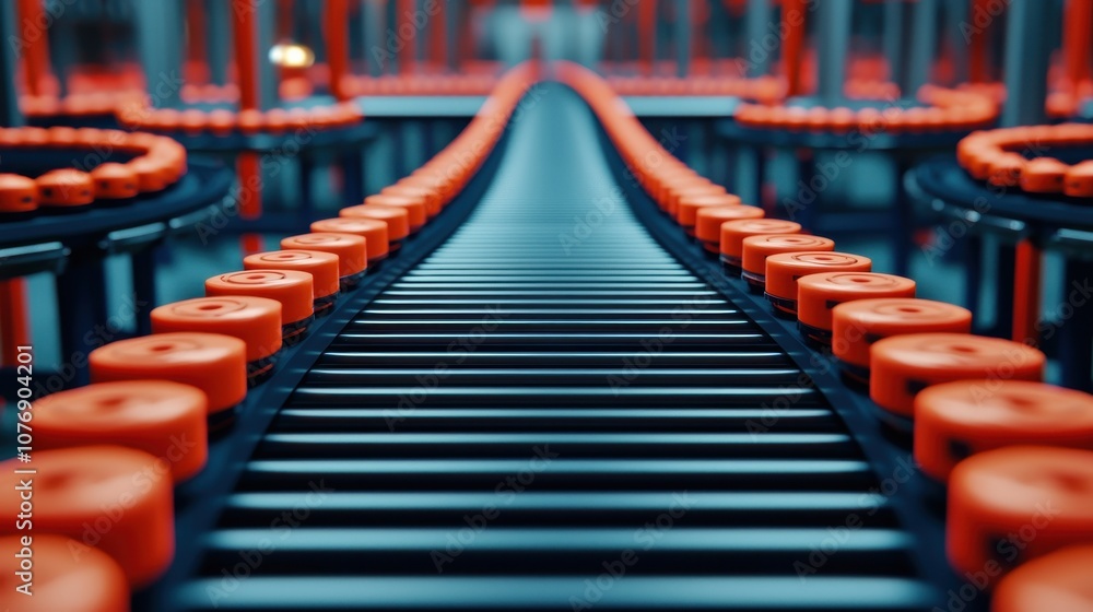 Poster explore the efficiency of automated conveyor systems in modern manufacturing processes