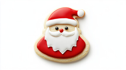 Christmas ornaments and decorations, Santa shaped Christmas cookie with red and white icing, festive and cheerful. Perfect for holiday celebrations and sweet treats