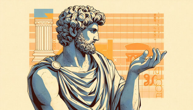 statue of philosopher. digital art.