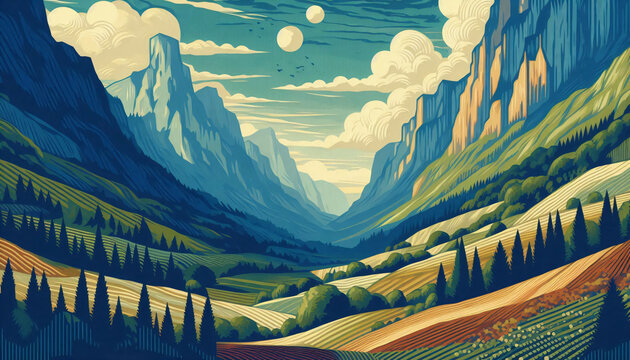 panorama of mountains.