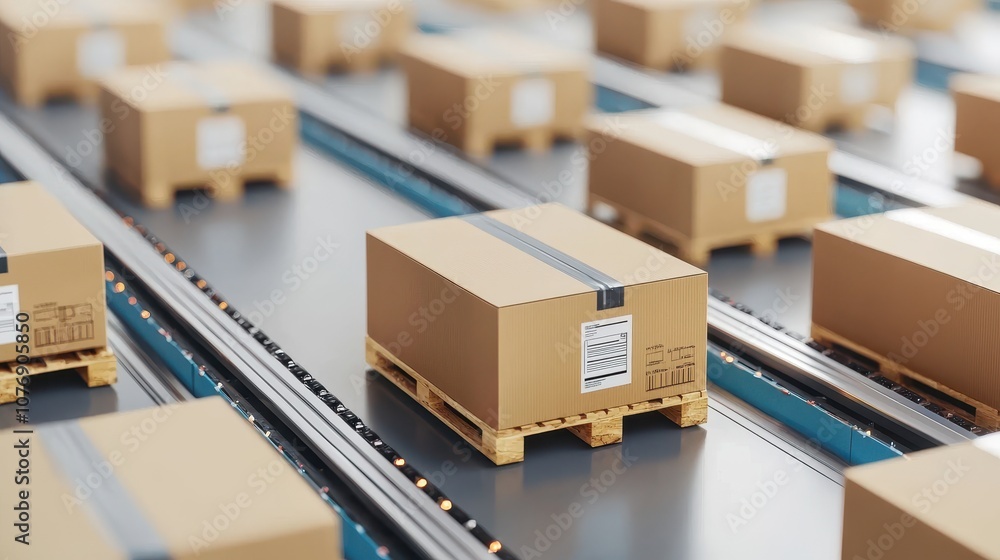 Poster efficient logistics how automated systems streamline package handling in modern warehouses