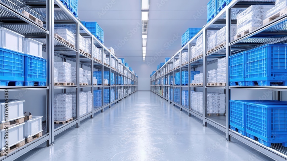 Poster optimize warehouse efficiency by organizing storage solutions with clear inventory management system