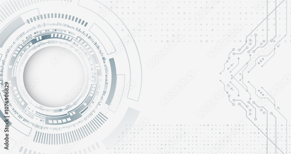 Poster Digital internet communication on grey background. Wide Cyber security internet and networking concept. Hi-tech vector illustration with various technology elements. Abstract global sci-fi concept.