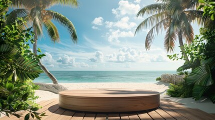 Tropical Beach with Wooden Platform - Summer Vacation Paradise