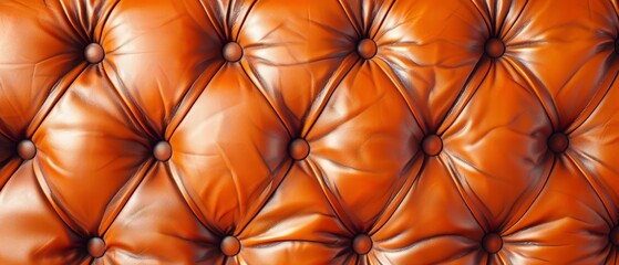 Fototapeta premium A visually captivating mosaic of tufted leather upholstery in warm, vivid orange and grayish-blue hues, creating a striking geometric pattern.