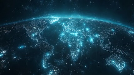 Obraz premium World map with glowing connections, World map technology network connection