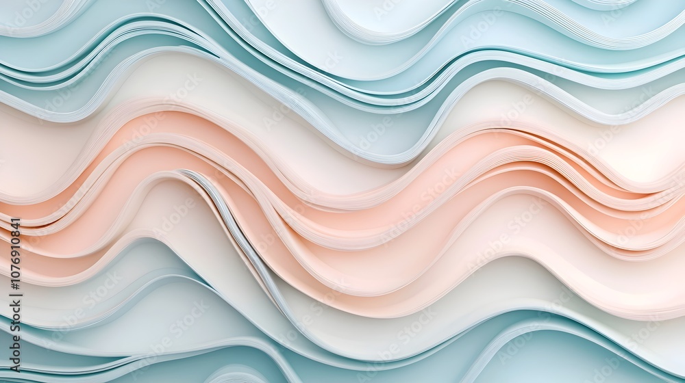 Poster mesmerizing abstract waves in soft color palette seamless textured 3d