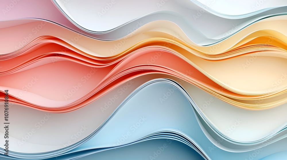 Poster serene abstract waves with soft color palette and seamless 3d