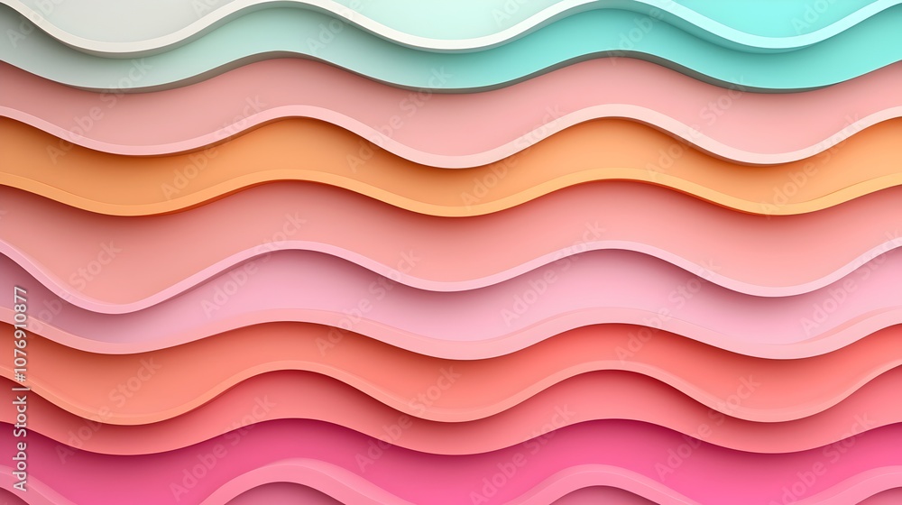 Poster mesmerizing fluid waves with soft color palette in 3d