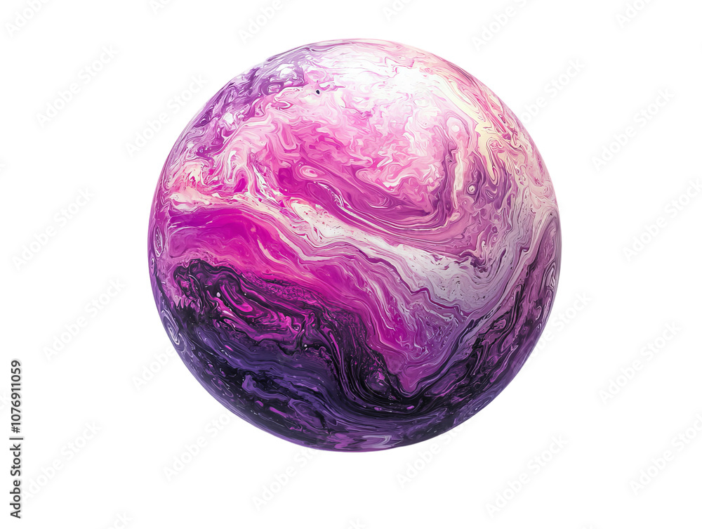 Poster a large, round, purple and white object with a swirl pattern