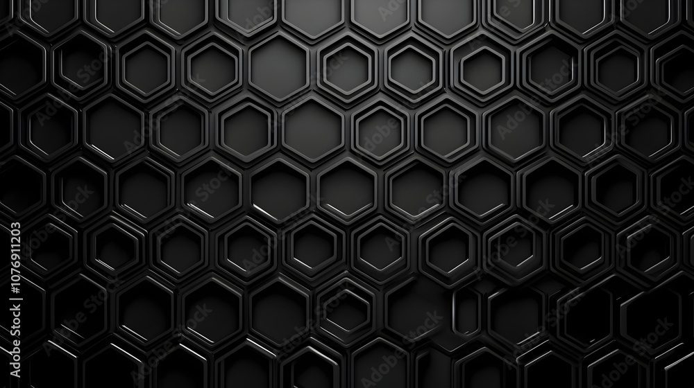 Poster sleek metallic hexagonal grid seamless 3d of repeating geometric pattern