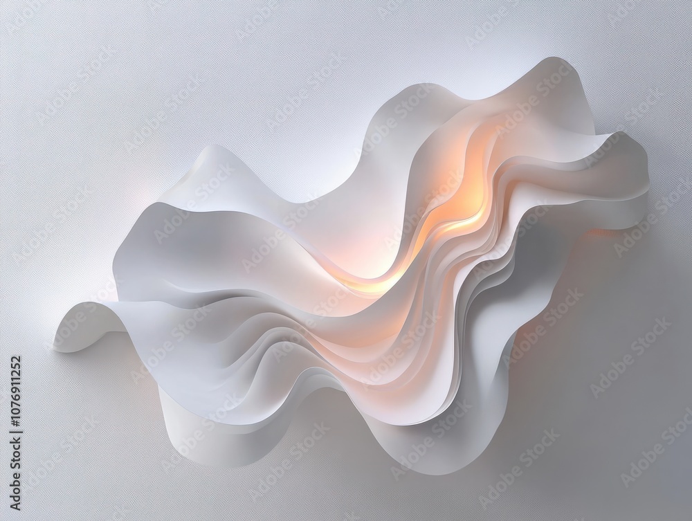 Poster elegant abstract white background with subtle flowing texture and glowing design element