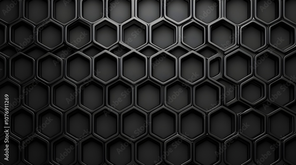 Poster metallic hexagonal grid pattern with 3d geometric