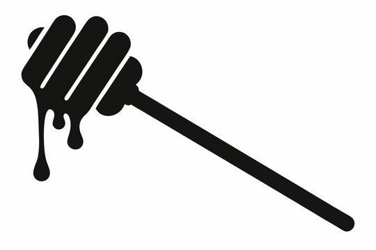 recommend clip art: Honey dipper stick with dripping honey vector, Honey stick silhouette, vector illustration