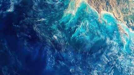 Obraz premium Earth observation satellite, capturing the beauty of our planet from orbit, vibrant oceans and continents visible from space